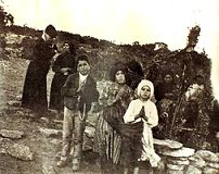 Lucia,  Jacinta, and Francisco at the Cova da Iria